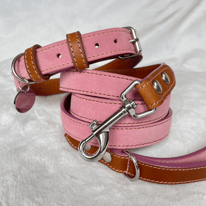 Collar Pink Leather Dog Collar