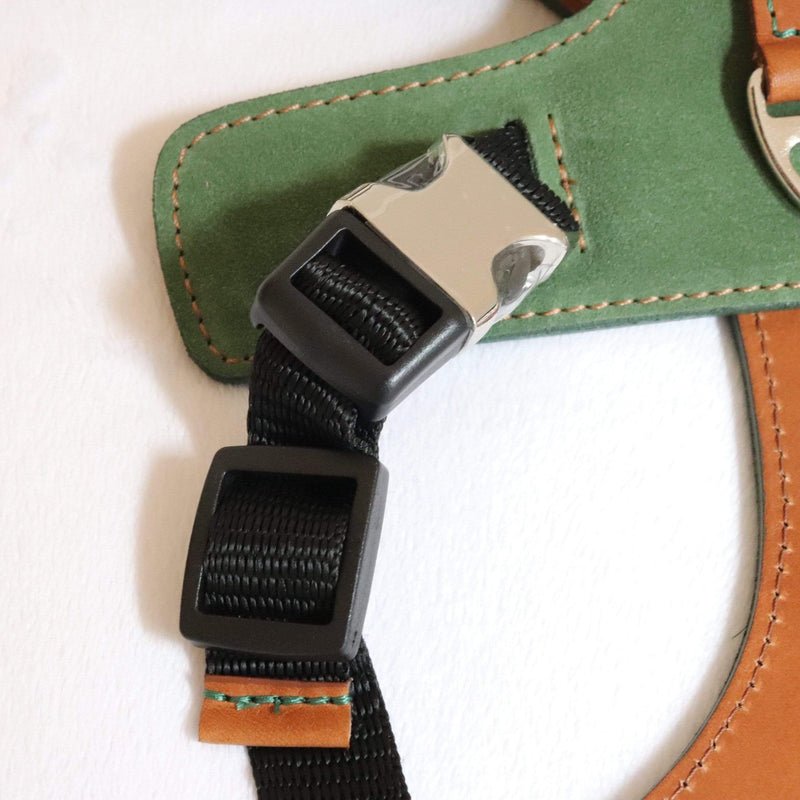 Harness Green Leather Dog Harness
