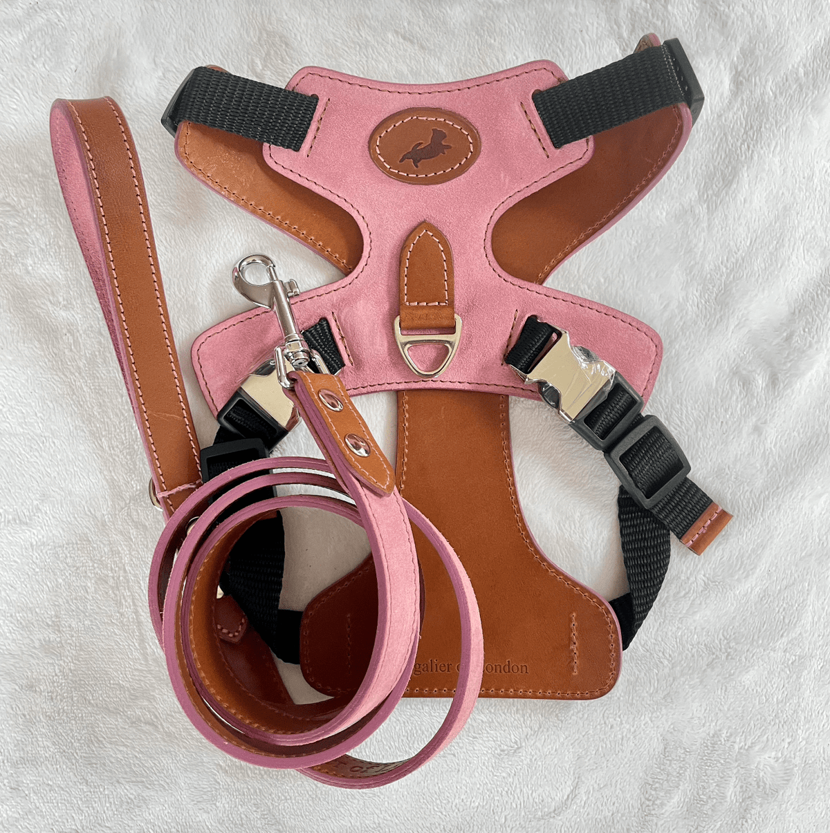 Blush Harness Leather soft pink harness for dogs by Perro Collection