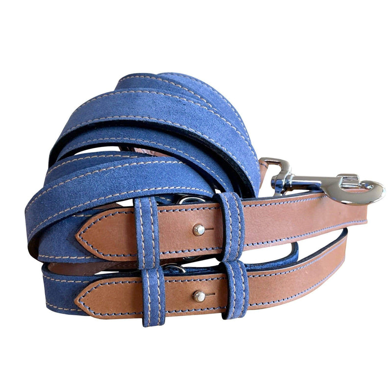 Lead 1 - 2cm / Blue Jeans Soft Blue Leather Dog Lead