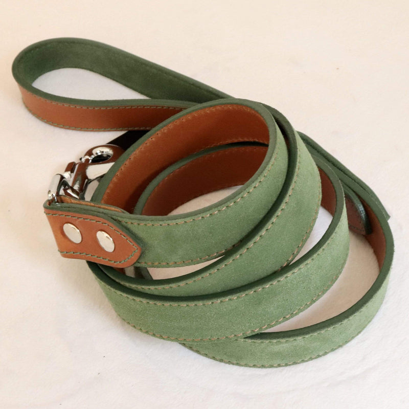 Lead Green Leather Dog Lead