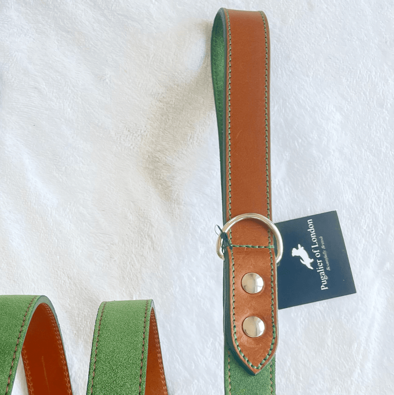 Lead Green Leather Dog Lead