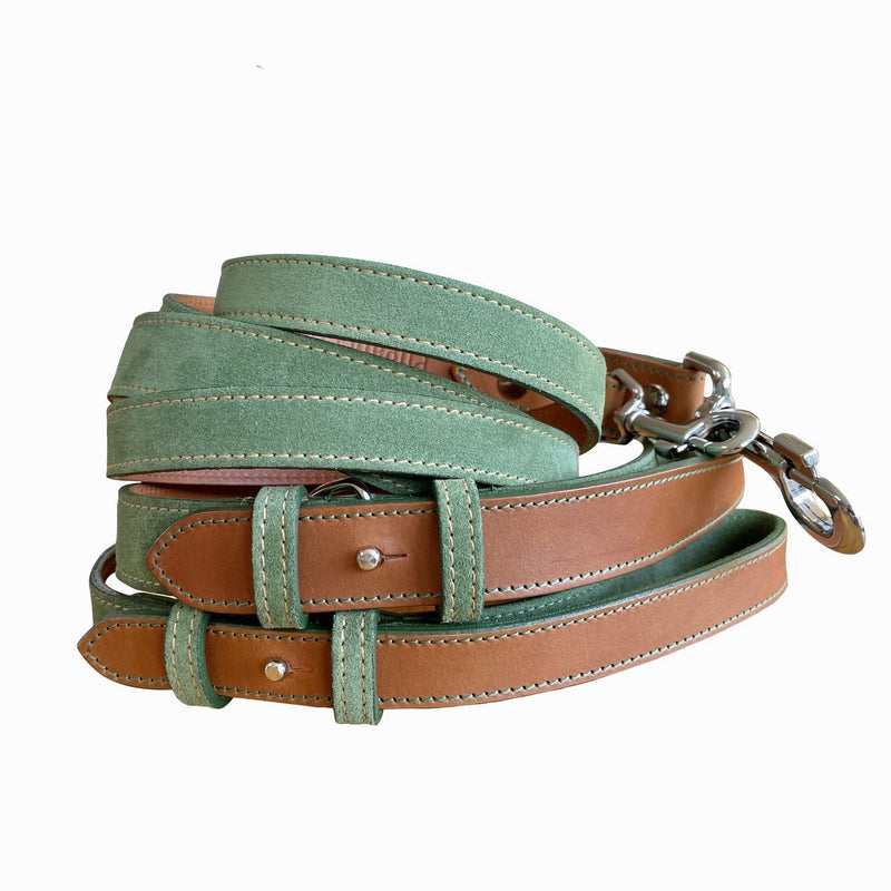 Lead Soft Green Leather Dog Lead