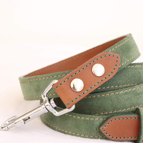 Lead Soft Green Leather Dog Lead