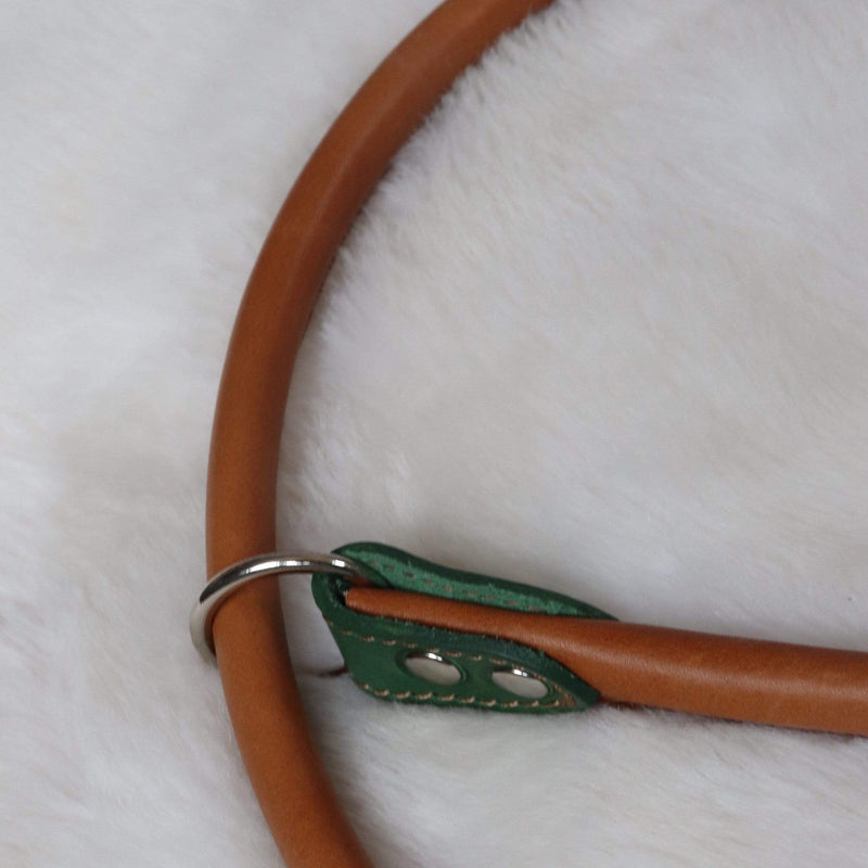 Lead Wimbledon Green Green Rolled Leather Slip Lead