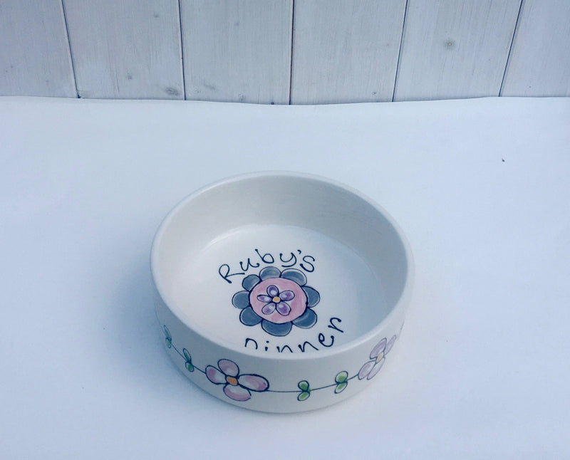 Dog Bowl Flowers / Large water bowl Personalised Dog Water Bowl