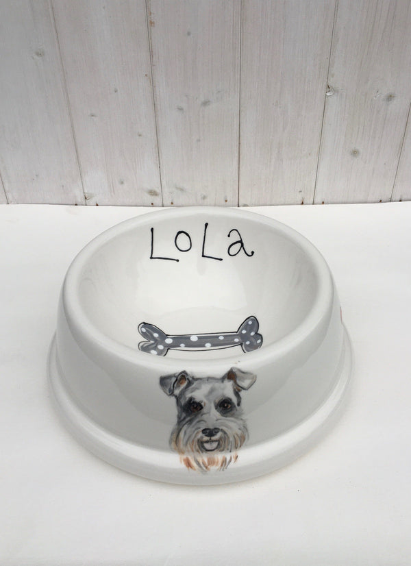 Dog Bowl Personalised Dog Portrait Angled Bowl