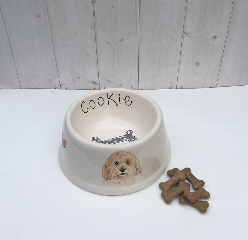 Dog Bowl Personalised Dog Portrait Angled Bowl