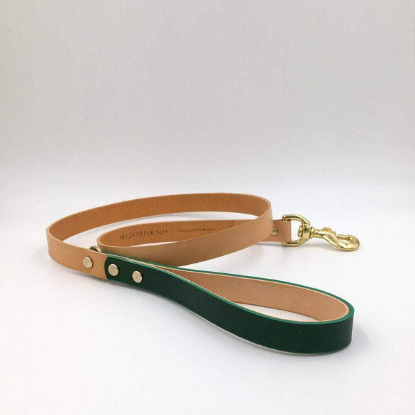 Dog Collar Forest Green and Natural Tan Artisan lead