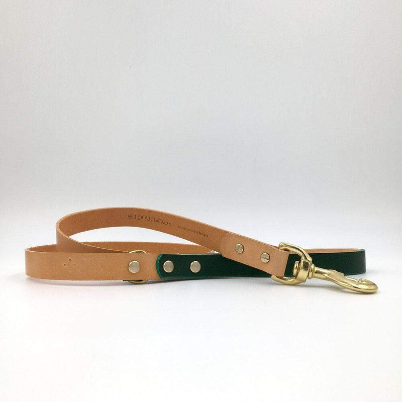 Dog Collar Forest Green and Natural Tan Artisan lead