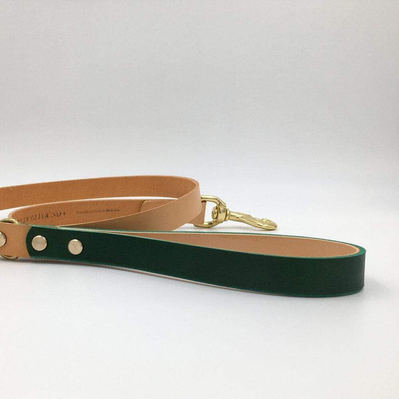 Dog Collar Forest Green and Natural Tan Artisan lead