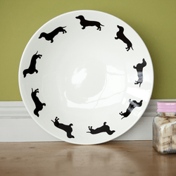 Dachshund themed Large Shallow Bowl Smooth Haired Daxi