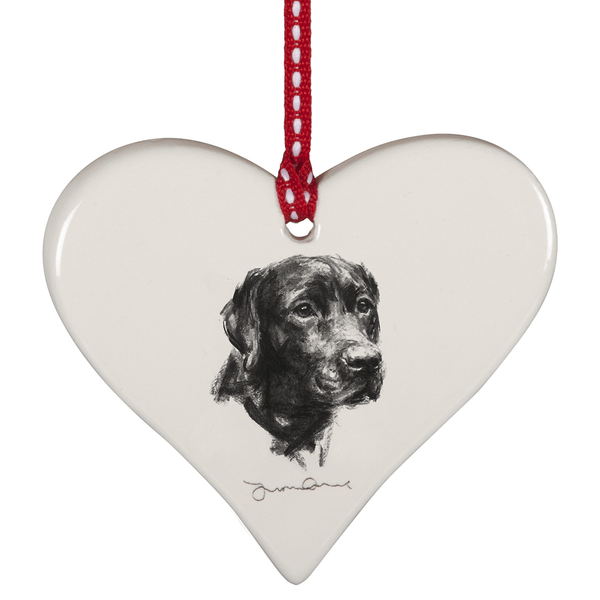Black Labrador Ceramic Hanging Heart
