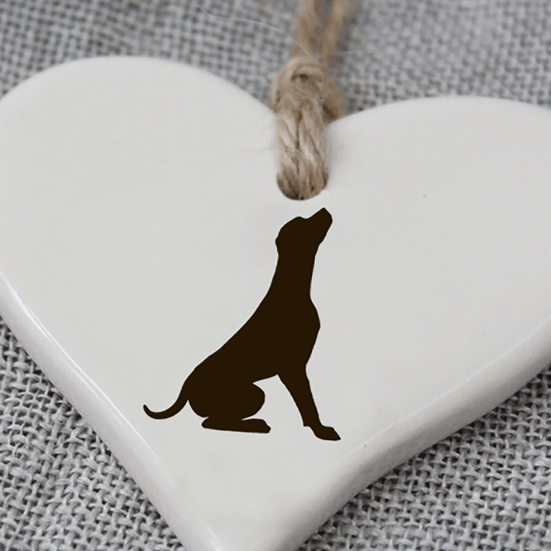 Seated Labrador Hanging Heart