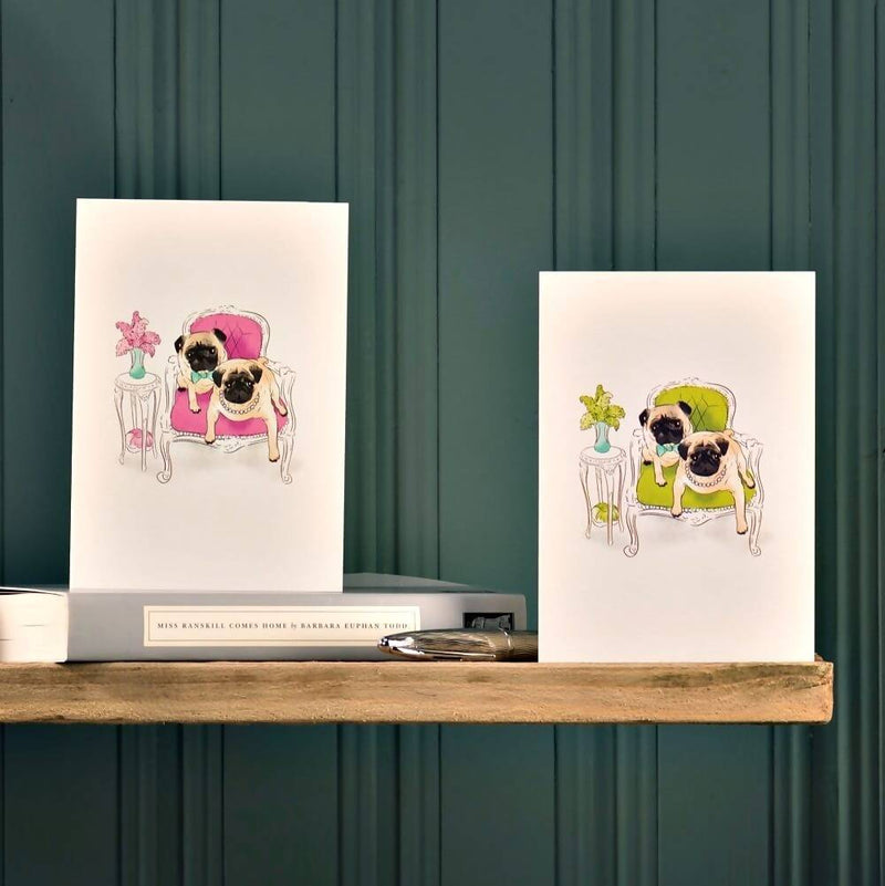 Lazy Days Pug Greetings Card