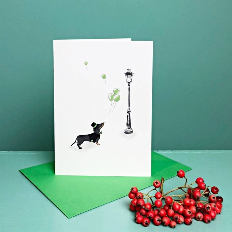 Dachshund Greetings Card - Up & Away